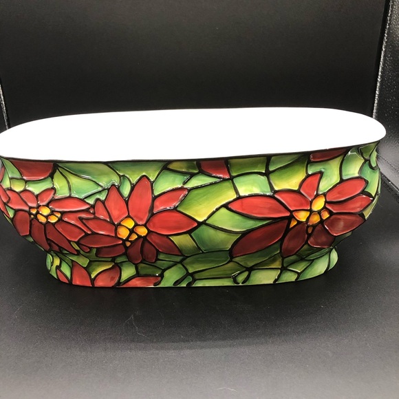 Poinsettia Mosaic Stained Glass Jackson Perkins Planter Serving Vessel Stunning - Picture 1 of 3